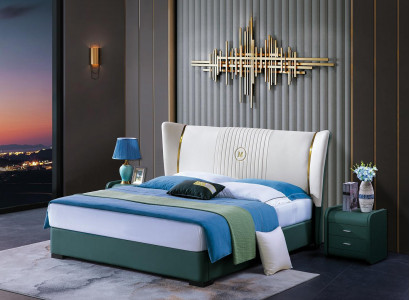 Bedroom Bed Bedside Tables 3-piece Set Design Luxury Beds Wood Double Bed