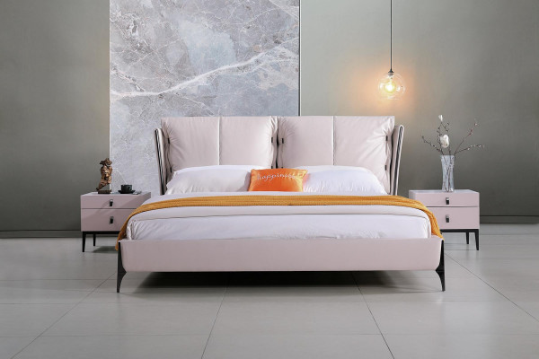 Bed Leather 2x Nightstand 3-Piece Bedroom Set Furniture Modern Luxury Beds