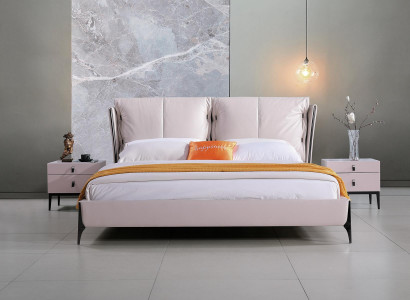 Bed Leather 2x Nightstand 3-Piece Bedroom Set Furniture Modern Luxury Beds
