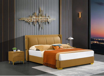 Bedroom set bed nightstand design modern beds group leather