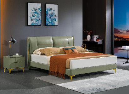 Bedroom bed 3 piece nightstand set luxury design wooden double bed