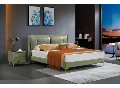Bedroom set bed nightstand design modern luxury beds leather 3-piece.