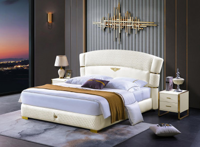 Wood Design Double Luxury Marriage Bed. Modern Hotel Frame Sleeping Room