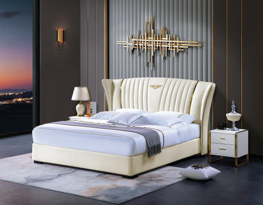 Wood bed, double bed, solid wood, bedroom, hotel beds, 180x200cm, leather bed