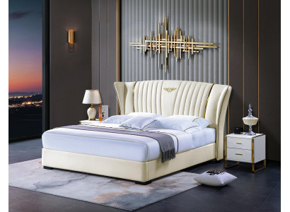 Wood bed, double bed, solid wood, bedroom, hotel beds, 180x200cm, leather bed