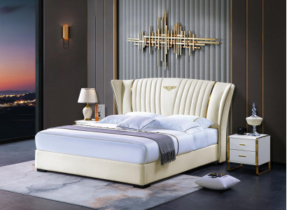 Wood bed, double bed, solid wood, bedroom, hotel beds, 180x200cm, leather bed