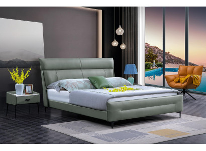 Complete Bed Green Leather Bed Luxury Design Bedroom Furniture 180x200