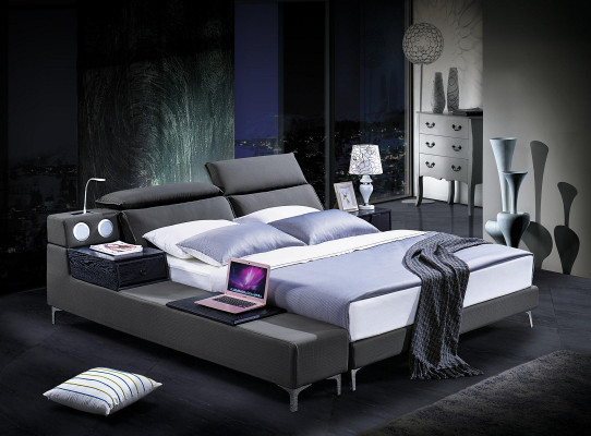 Double design bed, leather bed, beds, bed, upholstery, leather, bedroom, marriage, 180x200.