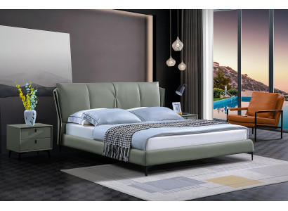 Leather bed upholstery bed bed frame luxury bedroom furniture green design leather