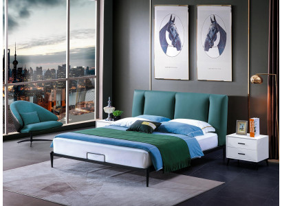 Green design bed double luxury marriage modern hotel frame sleep