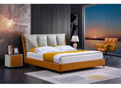 Luxury bed design fabric hotel orange beds bedroom furniture hotel double new