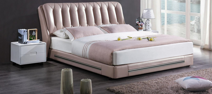 Classic English Style Bed Double Textile Modern Beds 180x200cm