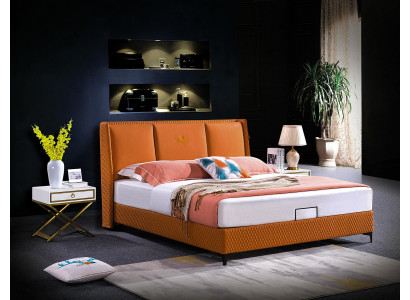 Orange luxury double hotel bed leather bedroom 180x200