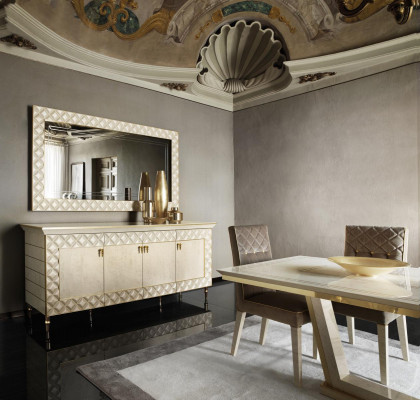 Dining room + 6 chairs + sideboard mirror 2x glass cabinet dining table 11-piece set suite