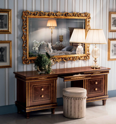 Bedroom set bed bedside table dresser mirror stool new 7-piece baroque
