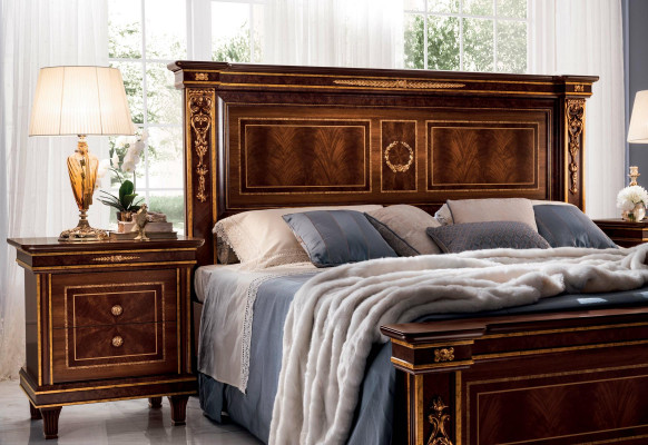 Bedroom set bed bedside table dresser mirror stool new 7-piece baroque