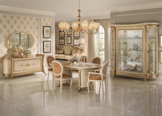 Dining room set suite display cabinet table 6x chair dresser mirror baroque new 10-piece.