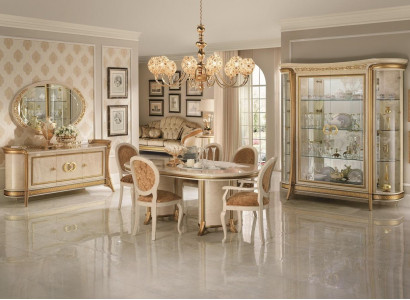 Dining room set suite display cabinet table 6x chair dresser mirror baroque new 10-piece.