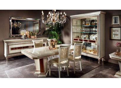 Dining table, 4x chairs, display cabinet, dresser, 8-piece dining room set group ensemble table new