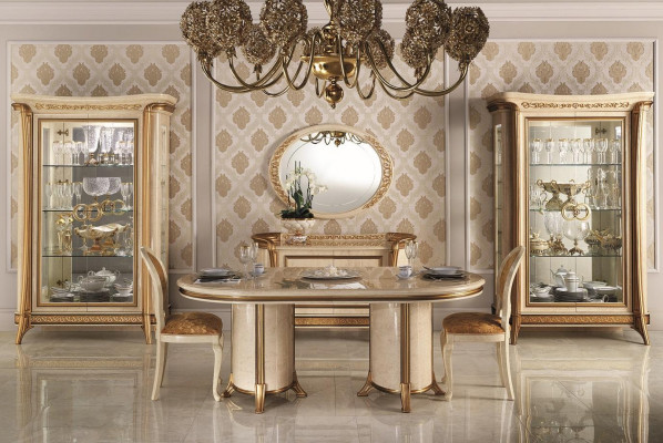 Dining table, table, furniture, sideboard, display cabinet, 5-piece set, group design, dining room suite