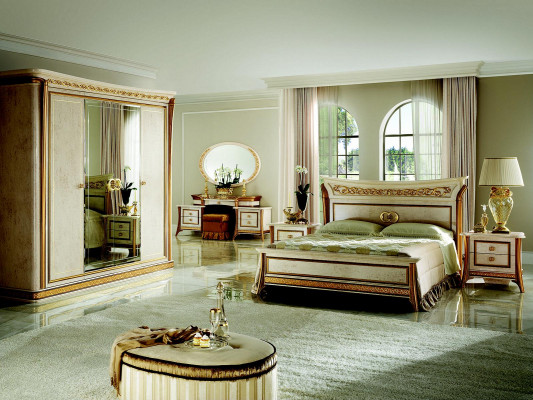 Arredoclassic™ Bedroom Set Melodia Baroque Rococo Bed Nightstand 6-piece.