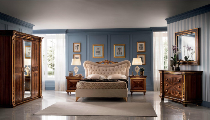 arredoclassic™ Bedroom Set Modigliani Baroque Rococo Bed Nightstand 4-piece.