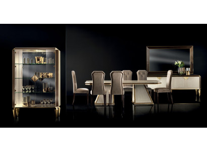 Dining room set 10-piece. Ensemble display cabinet table 6x chair sideboard mirror furniture wood