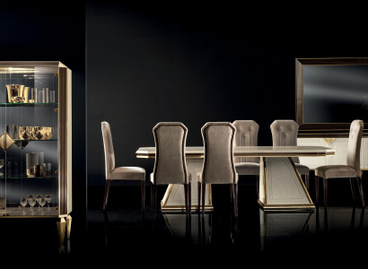 Dining room set 10-piece. Ensemble display cabinet table 6x chair sideboard mirror furniture wood