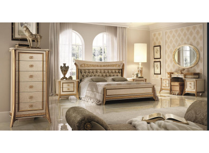Bedroom set bed, nightstand, dresser, mirror, stool new 7-piece Baroque Rococo