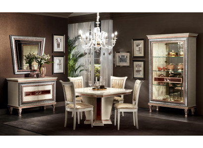 Dining table set: 4 chairs, dresser, 8-piece dining room set, group, furniture, table seating group.