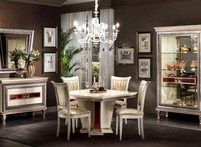 Dining table set: 4 chairs, dresser, 8-piece dining room set, group, furniture, table seating group.