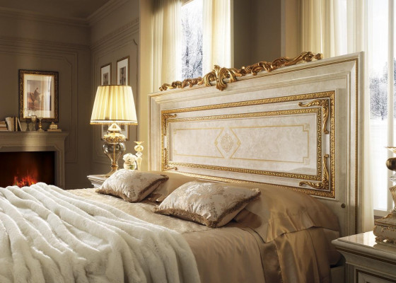 Bedroom furniture set design bed 2x nightstand dresser mirror 6-piece Italy