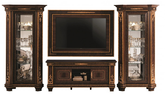 Living room complete set living room combination 4 pieces. Wooden wall unit 2x showcase new