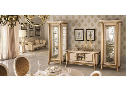 Living room furniture set, living room sideboard, 2x display cabinet, 3-piece wall unit, arredoclassic