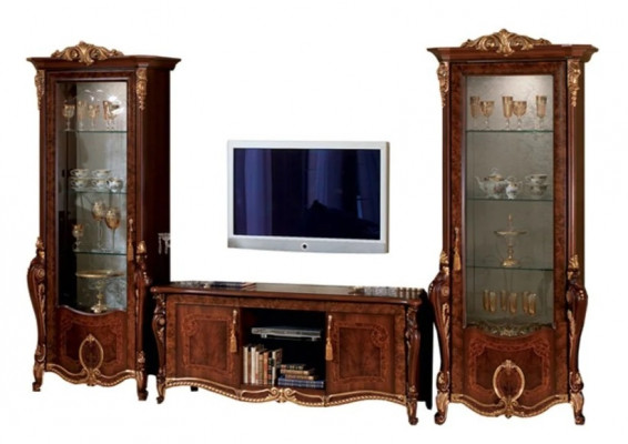 Living room furniture set designer living room sideboard 2x display cabinet 3-piece wall unit new