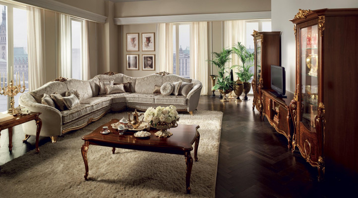Classic design couch, corner sofa, living area sofa, upholstered seating, arredoclassic