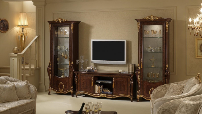Wall unit Baroque style living room display cabinet sideboard TV shelf wall units cabinet