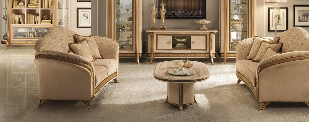 Italian furniture sofa set group classic seating arrangements 3+3 seater