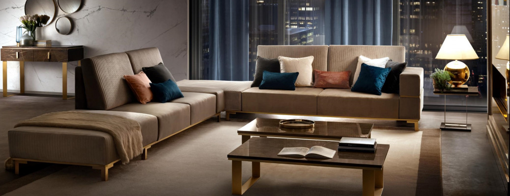 Luxury Furniture Corner Sofa L Shape Couch Design Upholstery Textile Sofas Wood Set