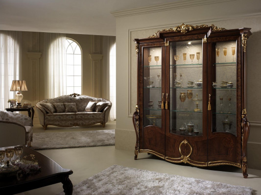 XXL display cabinet glass wall cabinet showcase shelf baroque rococo style art nouveau