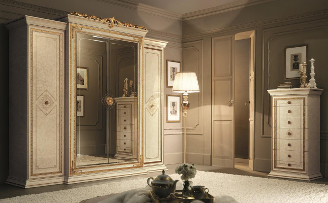 Wardrobe Bedroom Wood Cabinet Antique Style Baroque Rococo Cabinets New