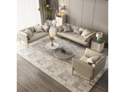 3-2-1 Seating Set Designer Sofa Couch Leather Upholstery Relax