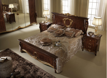 Bed 2x Nightstand 3-piece Bedroom Set Design Modern Luxury Classic Furniture