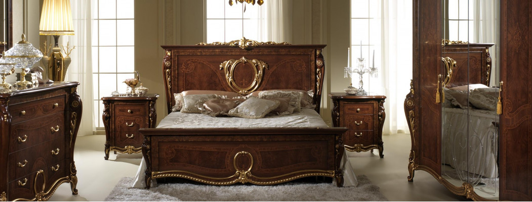 Bed 2x Nightstand 3-piece Bedroom Set Design Modern Luxury Classic Furniture