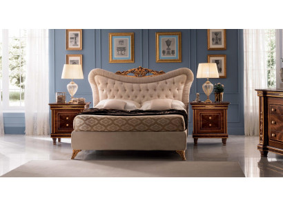 Bed + 2 x Nightstands Bedroom Set Double Bed Baroque Art Nouveau