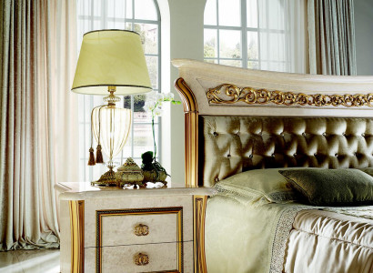 Bed + nightstand royal bedroom upholstered bed baroque rococo designer