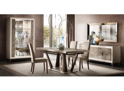 Dining Room Set Suite Dining Table Display Cabinet Sideboard Mirror 4-piece Set arredoclassic