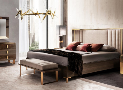 Bedroom set, 5-piece. Design modern luxury furniture, new bed, nightstand, dresser.