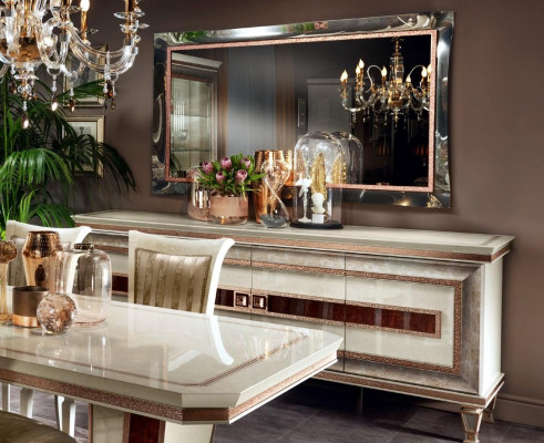Console wood sideboard console table mirror sideboard cupboard 2-piece arredoclassic