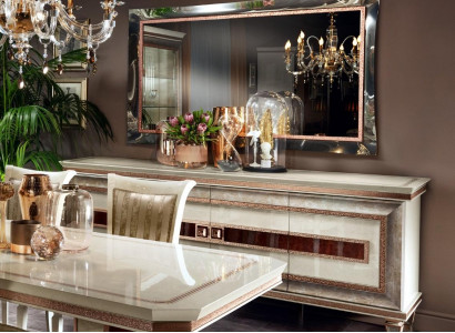 Console wood sideboard console table mirror sideboard cupboard 2-piece arredoclassic